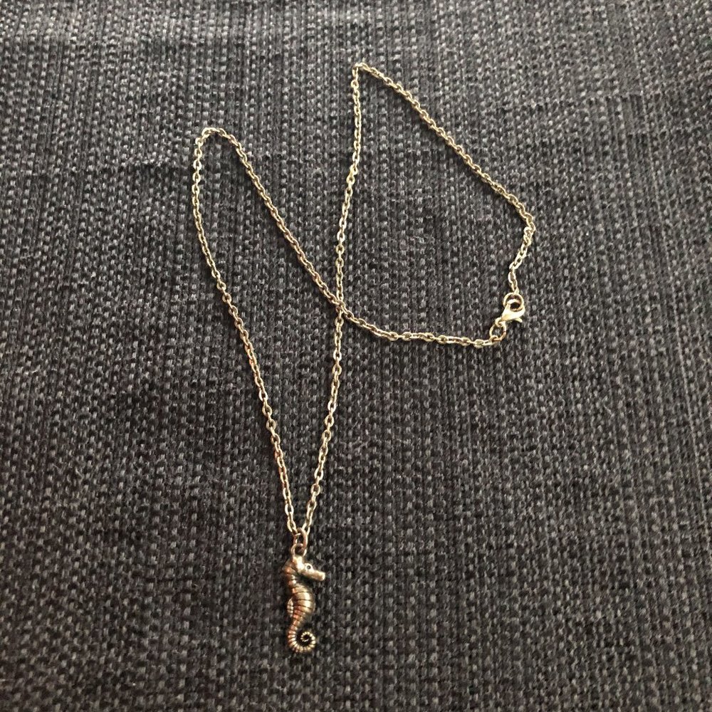 Antique Brass Seahorse Necklace - Picture 2 of 3